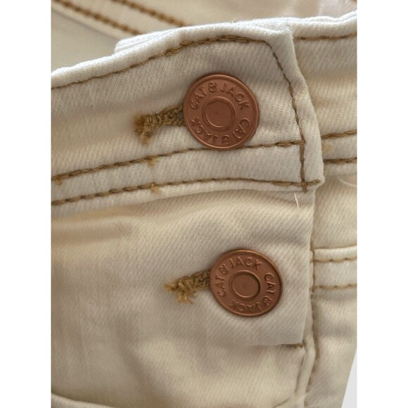 Cat & Jack Girls Fringed Overall Shorts Cream Color Size 7-8 Medium Stretch - Picture 6 of 7